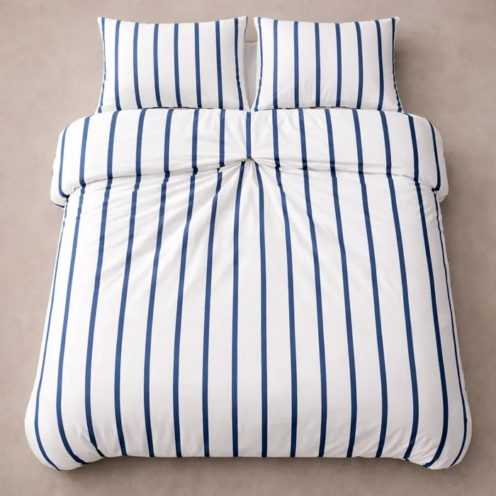 סט ג'רסי פרימיום 100% כותנה סרוקה I פסים - לבן כחול