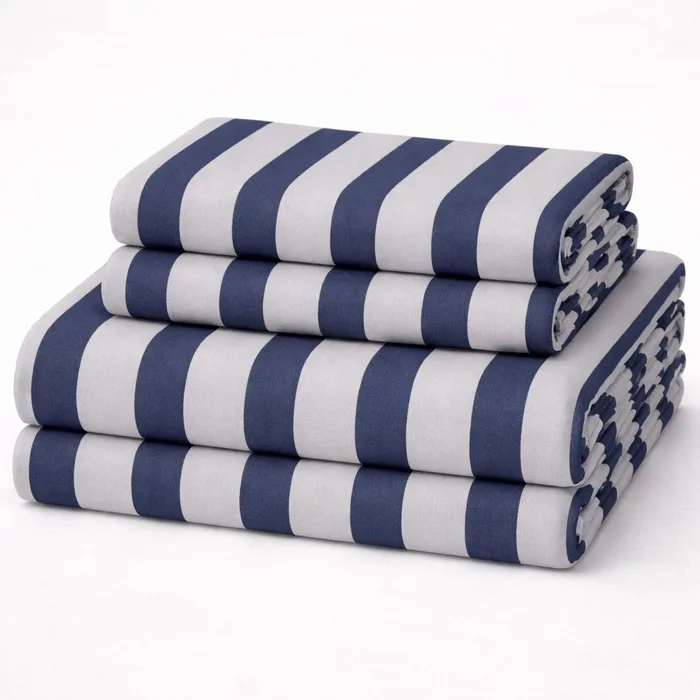 סט ג'רסי פרימיום 100% כותנה סרוקה I פסים - אפור כחול