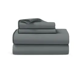 סט מצעים סאטן אפור כהה עם פייפינג