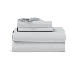 סט מצעים סאטן אפור בהיר עם פייפינג