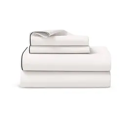 סט מצעים סאטן לבן עם פייפינג