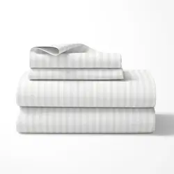 סט מצעים מלא -סאטן כותנה דגם בית מלון פסים לבן