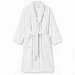 חלוק רחצה 100% כותנה- צווארון צרפתי לבן