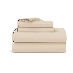 סט מצעים מלא- סאטן פייפינג בגוון שמנת