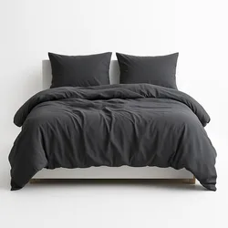 סט מצעים מלא - ג'רסי 100% כותנה בגוון אפור כהה