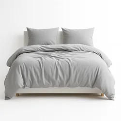 סט מצעים מלא - ג'רסי 100% כותנה בגוון אפור בהיר