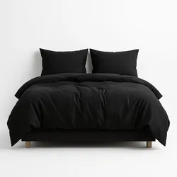 סט מצעים מלא - ג'רסי 100% כותנה בגוון שחור