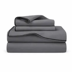 סט סאטן יוקרתי I פייפינג אפור כהה