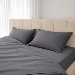 סט סאטן יוקרתי I פייפינג אפור כהה