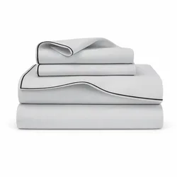 סט סאטן יוקרתי I פייפינג אפור בהיר