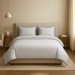 סט סאטן יוקרתי I פייפינג אפור בהיר