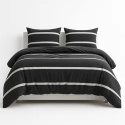 סט ג'רסי פרימיום 100% כותנה סרוקה I פסים - אפור לבן