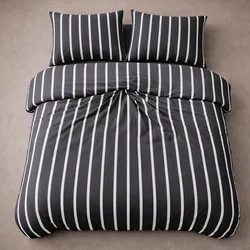 סט ג'רסי פרימיום 100% כותנה סרוקה I פסים - אפור לבן