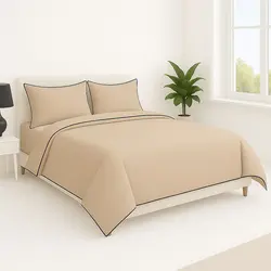 סט מצעים סאטן מוקה עם פייפינג