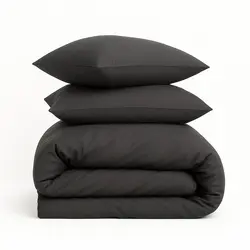 סט מצעים מלא - סאטן אפור כהה