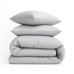 סט מצעים מלא - סאטן אפור בהיר