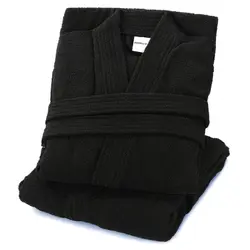 חלוק רחצה 100% כותנה- צווארון צרפתי שחור