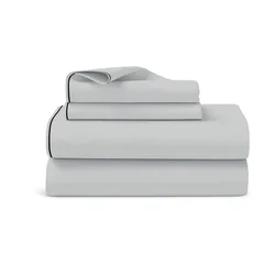 סט מצעים מלא - סאטן פייפינג בגוון אפור בהיר