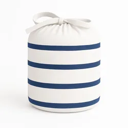 סט מצעים מלא - ג'רסי 100% כותנה פסים לבן כחול