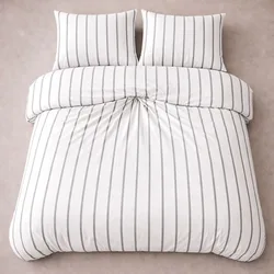 סט ג'רסי פרימיום 100% כותנה סרוקה I פסים - לבן אפור